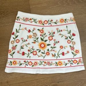Floral White Red And Orange Skirt